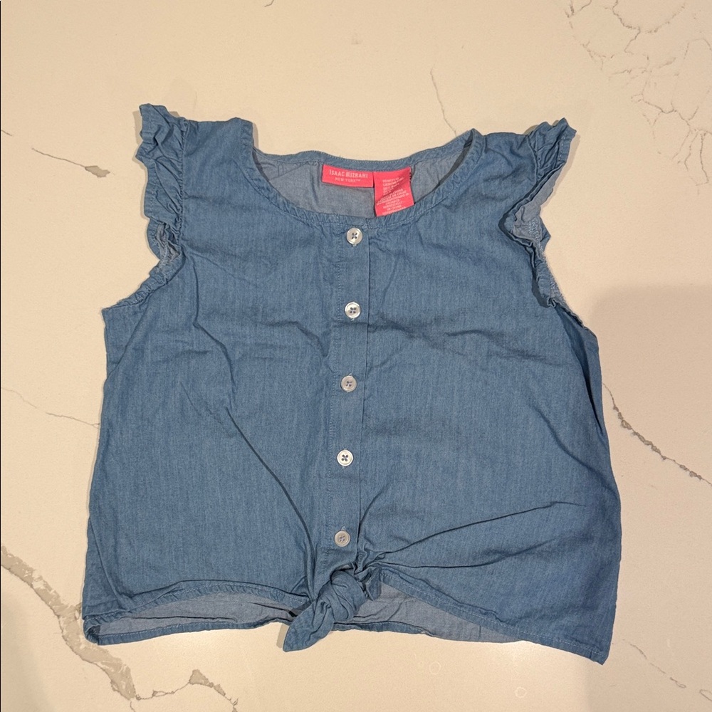 Isaac Mizrahi Girls Blue Button Down Shirt